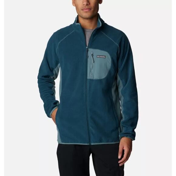 Columbia Mens size XL Outdoor Tracks Full Zip Fleece Jacket Hiking Outdoor Blue - Picture 1 of 9